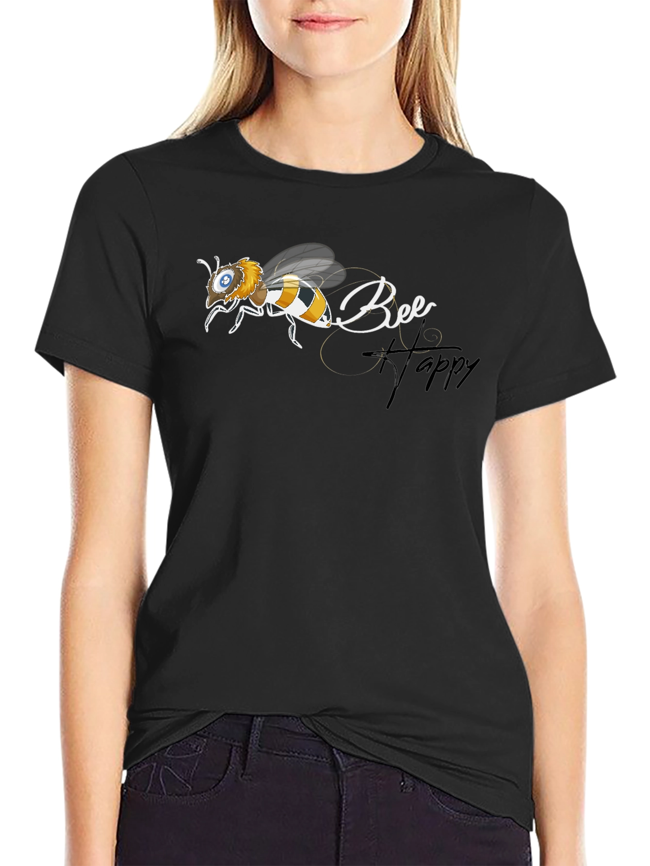 Bee Happy Black T-Shirt