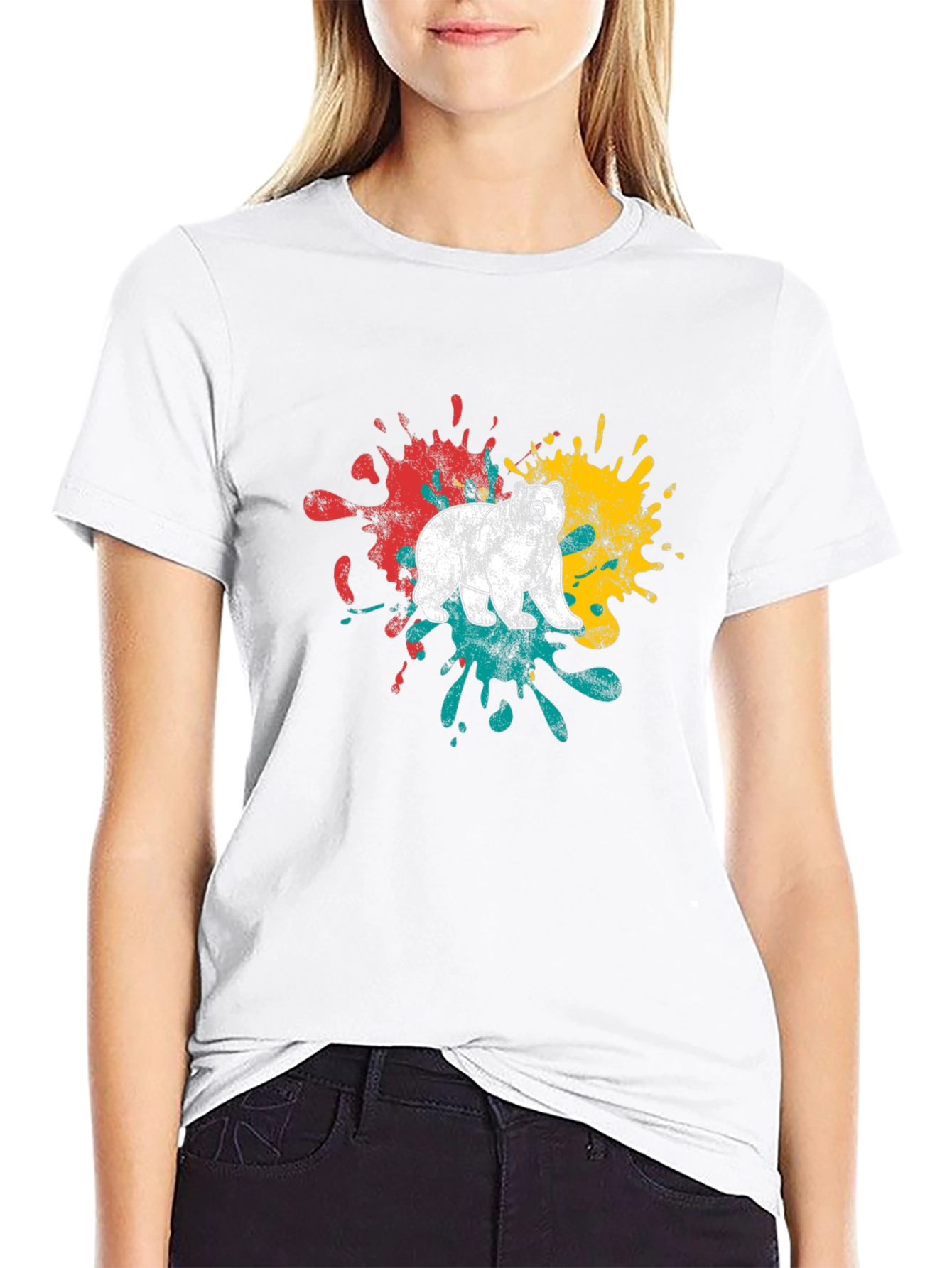 Bear Splatter Graphic Tee - Mens Black T-Shirt