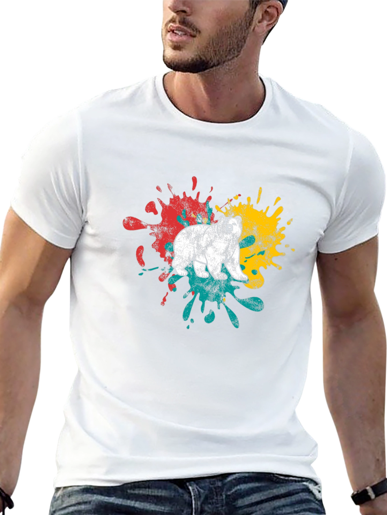 Bear Splatter Graphic Tee - Mens Black T-Shirt