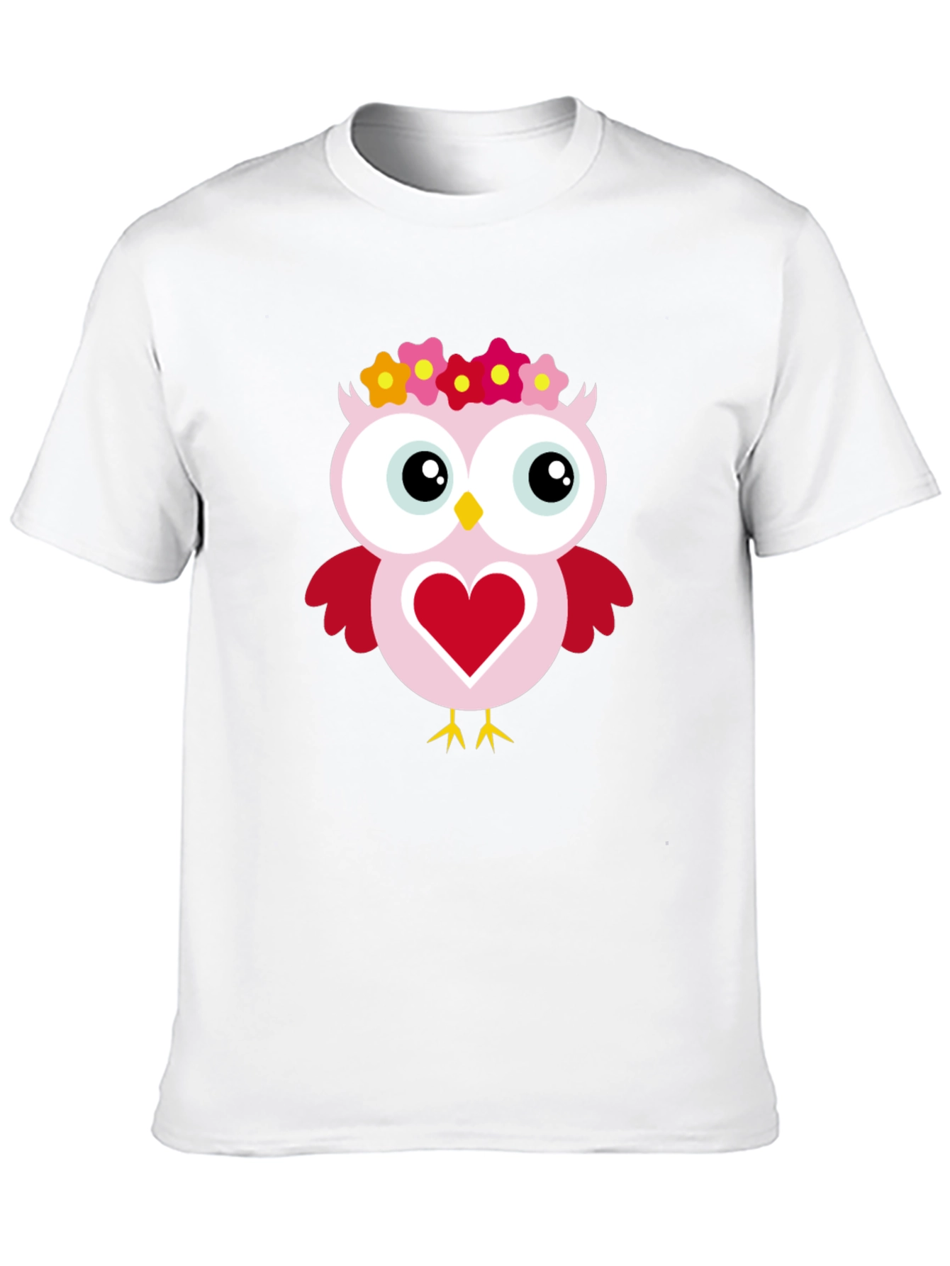 Cute Owl Heart Graphic Black T-Shirt