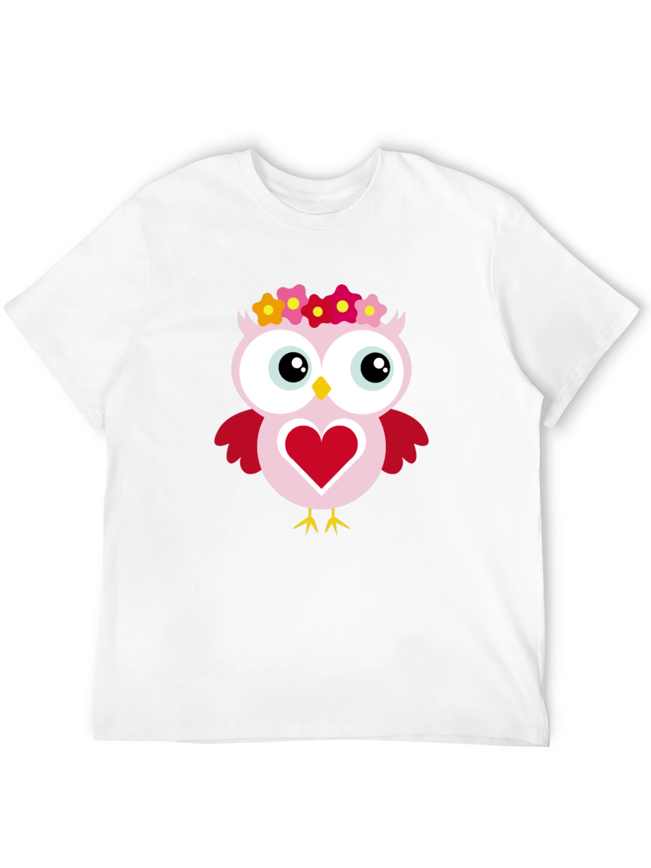 Cute Owl Heart Graphic Black T-Shirt