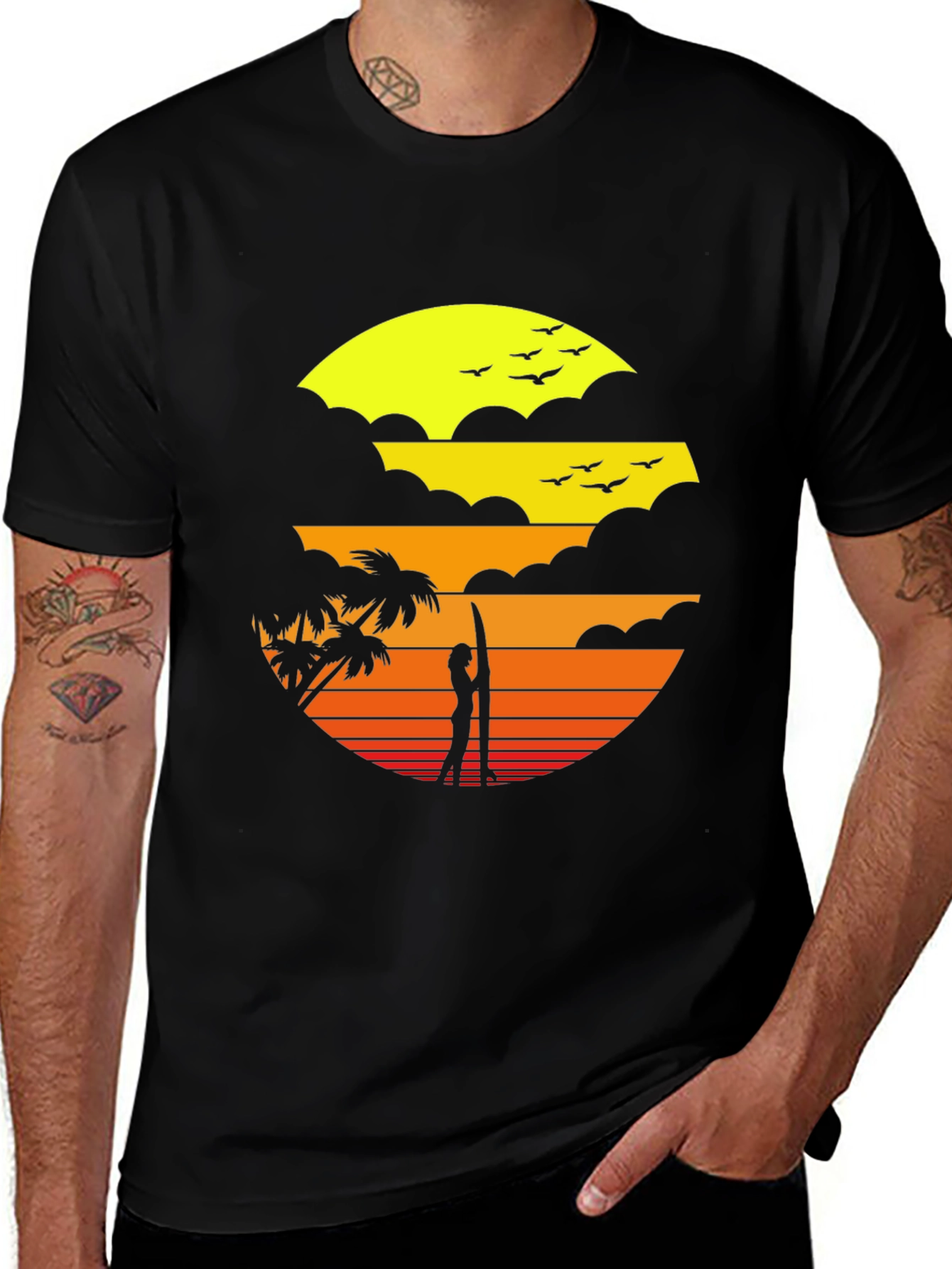 Sunset Beach Graphic Tee - Black