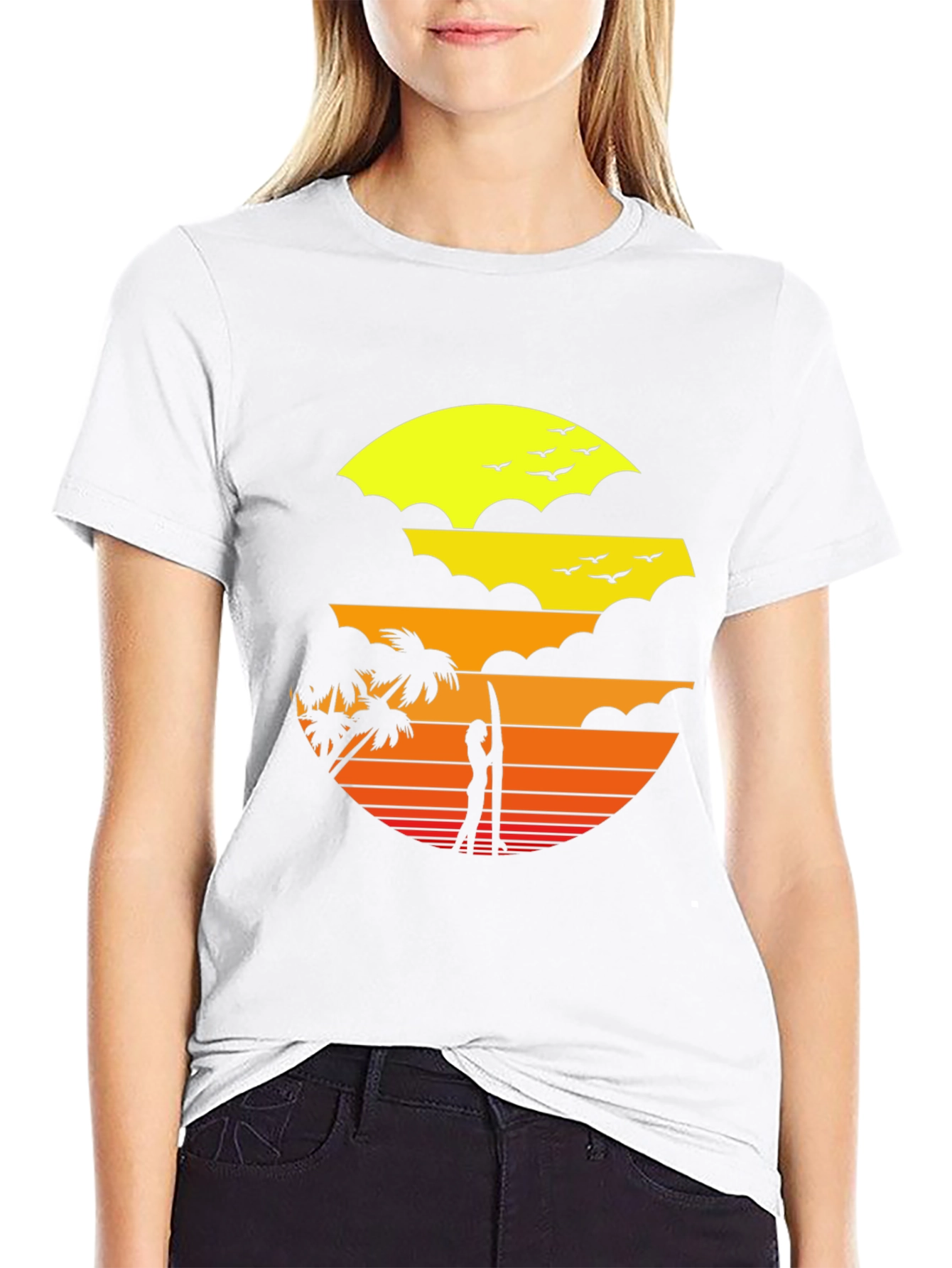 Sunset Beach Graphic Tee - Black