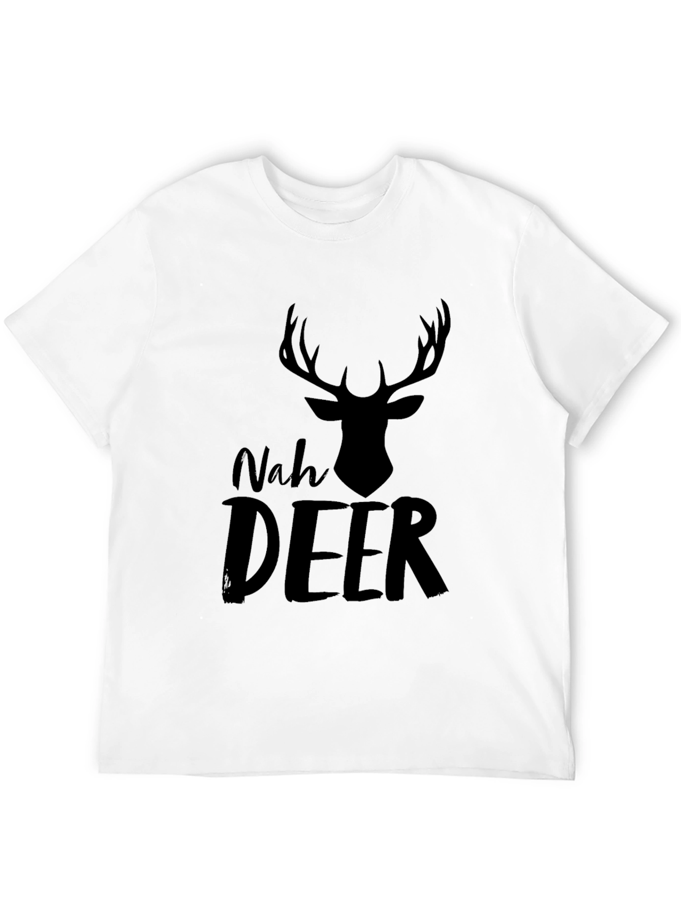Nah Deer Mens Black T-Shirt - Funny Graphic Tee