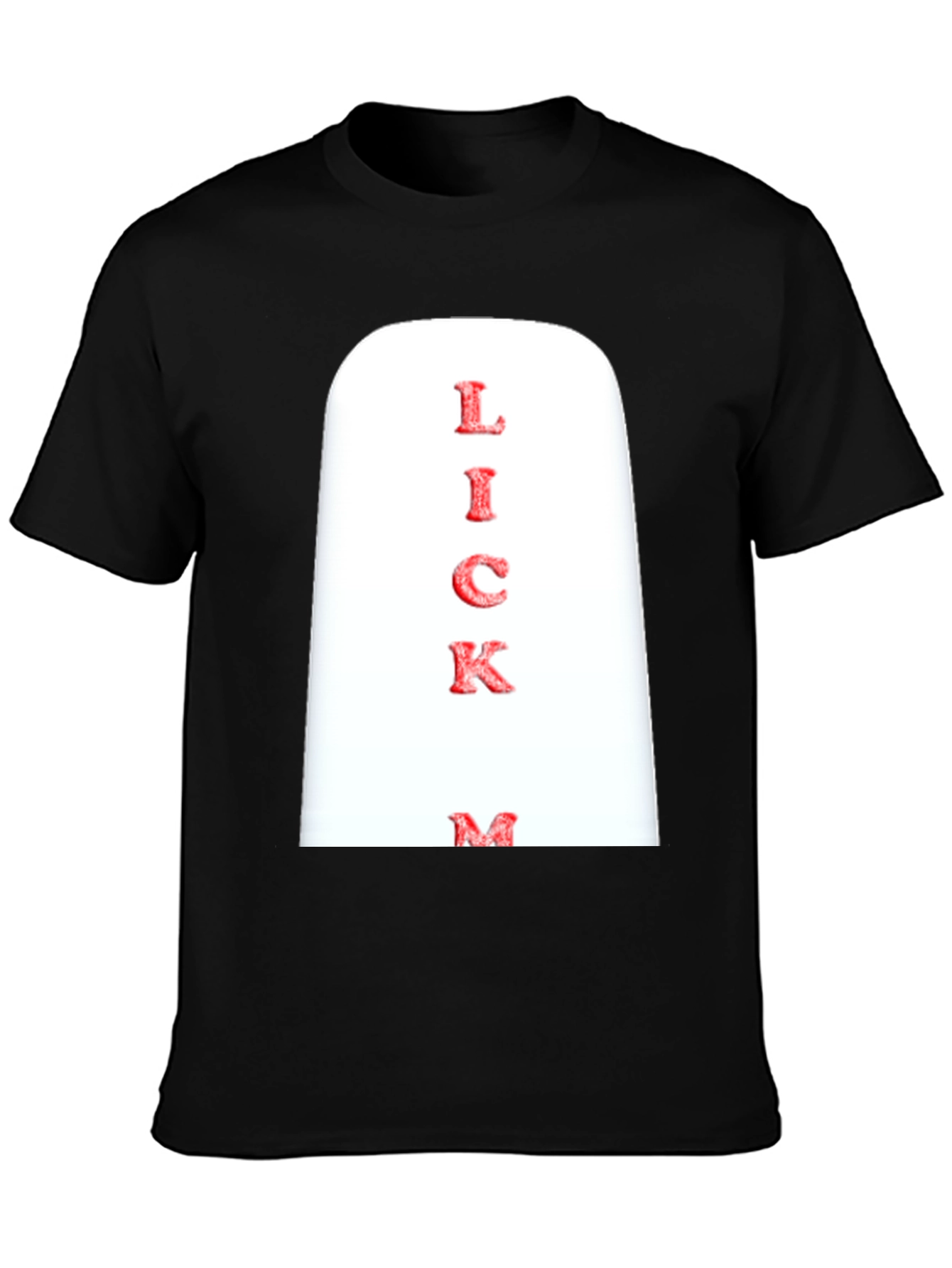 Novelty Lick Me Graphic Print Black T-Shirt