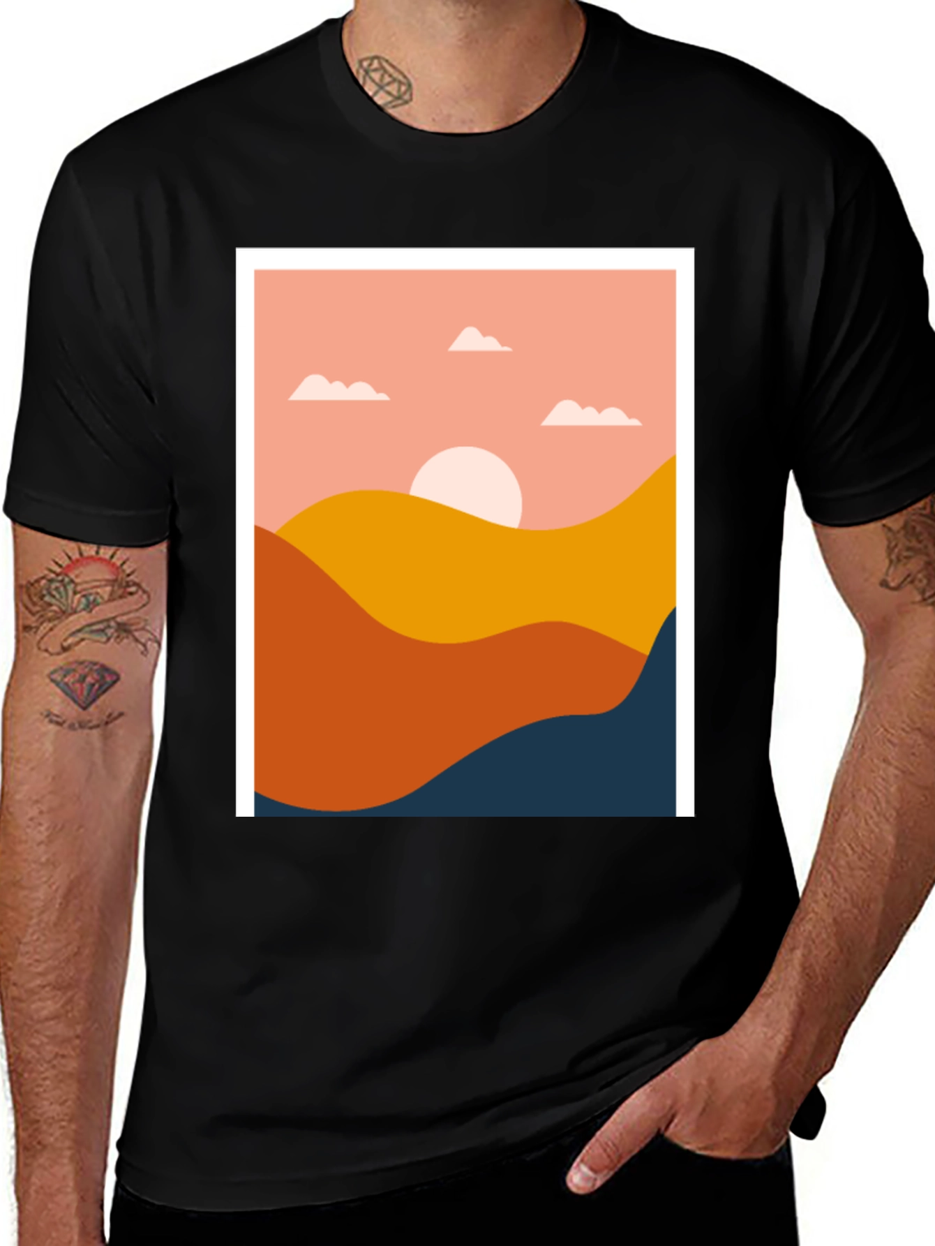 Abstract Landscape Graphic Tee - Modern Art Shirt