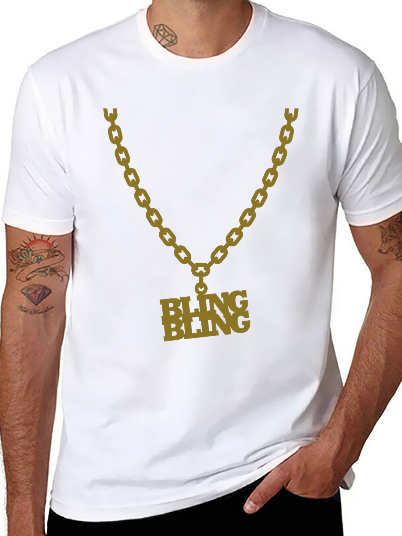 Bling Bling Chain Graphic Tee - Bold Fashion Statement