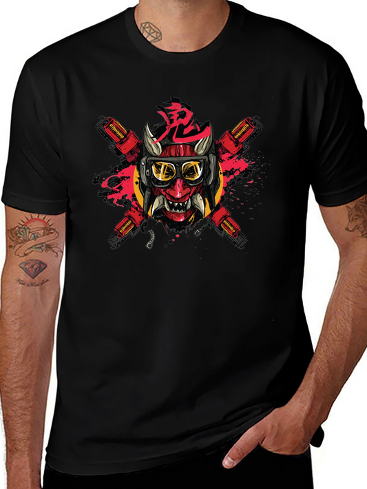 Edgy Oni Mask Graphic Tee