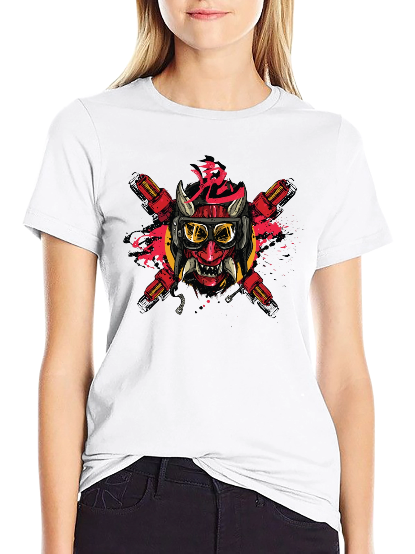 Edgy Oni Mask Graphic Tee