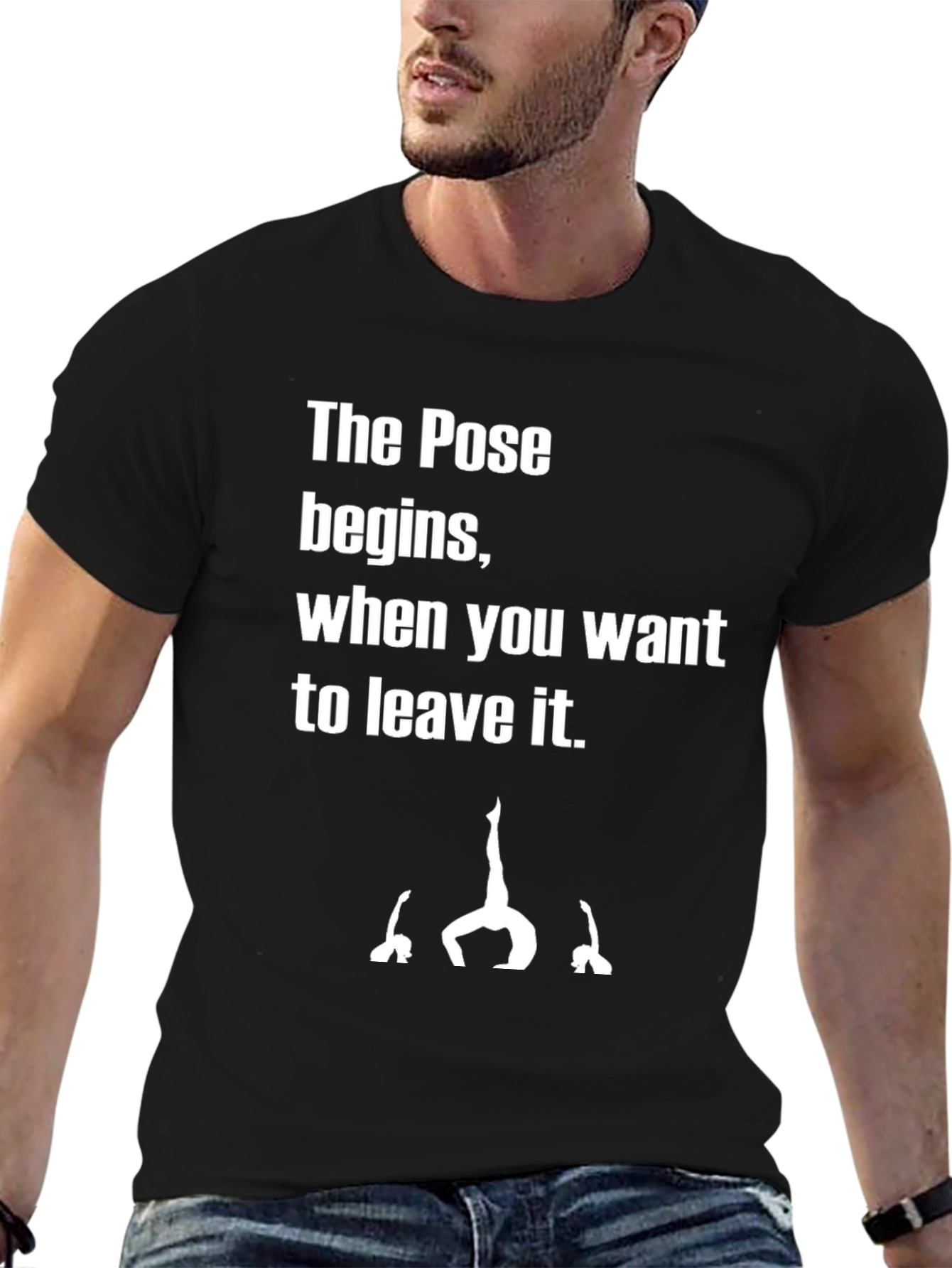 Yoga Pose Black Graphic T-Shirt