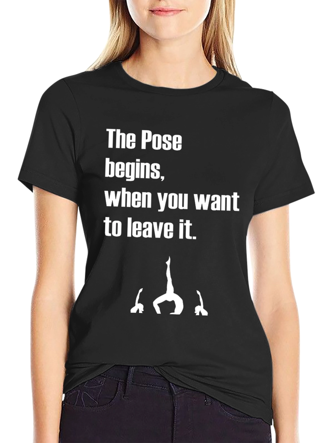 Yoga Pose Black Graphic T-Shirt