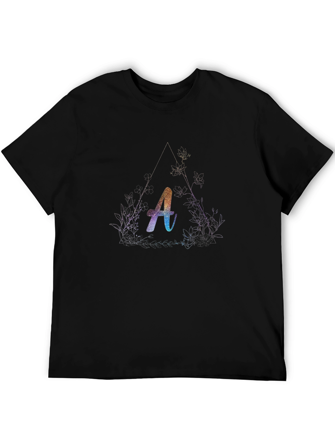 Letter A Graphic T-Shirt - Black Cotton Tee