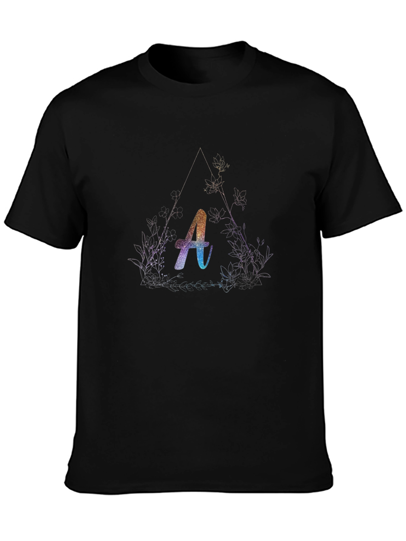 Letter A Graphic T-Shirt - Black Cotton Tee