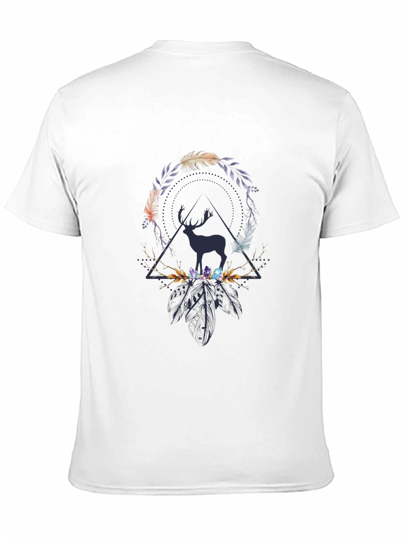 Deer Feather Crystal Graphic Print T-Shirt
