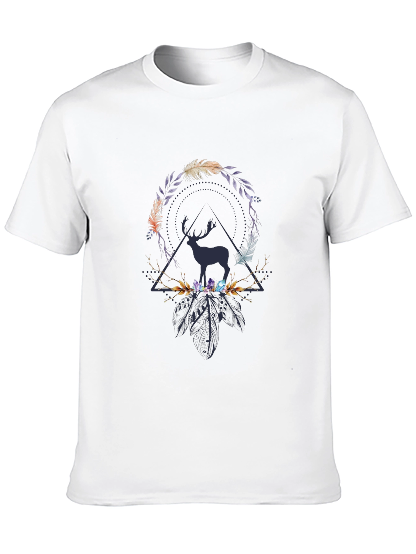 Deer Feather Crystal Graphic Print T-Shirt