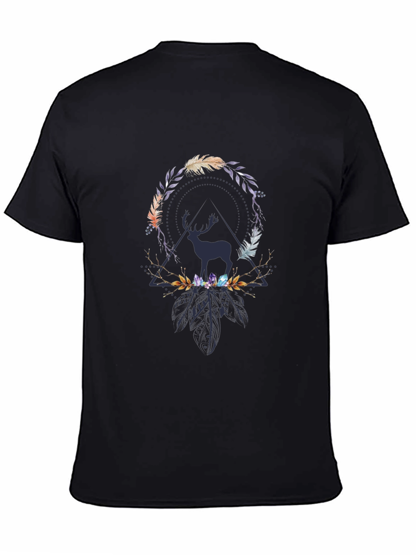 Deer Feather Crystal Graphic Print T-Shirt