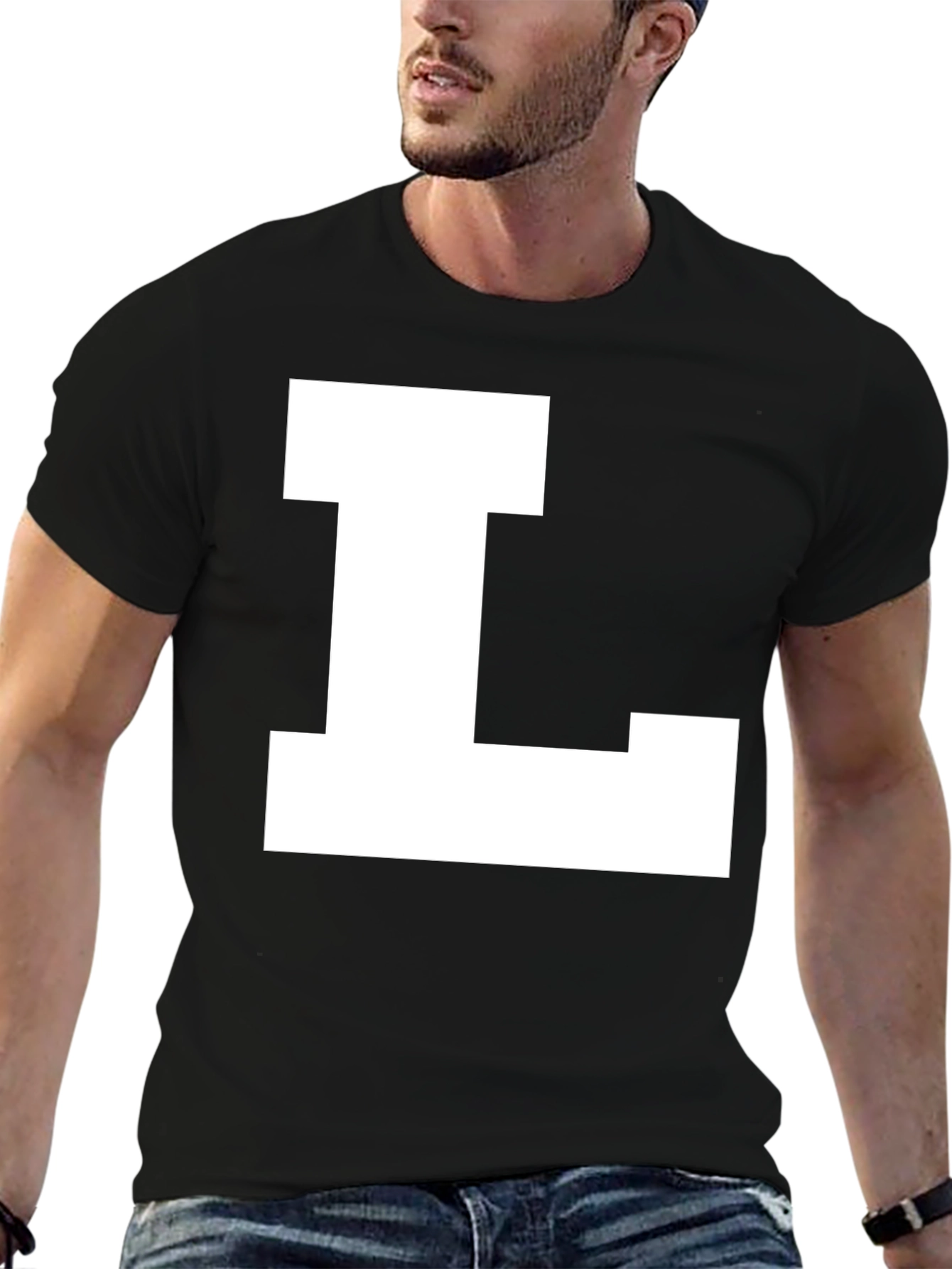 Bold Letter L Graphic Tee - Black