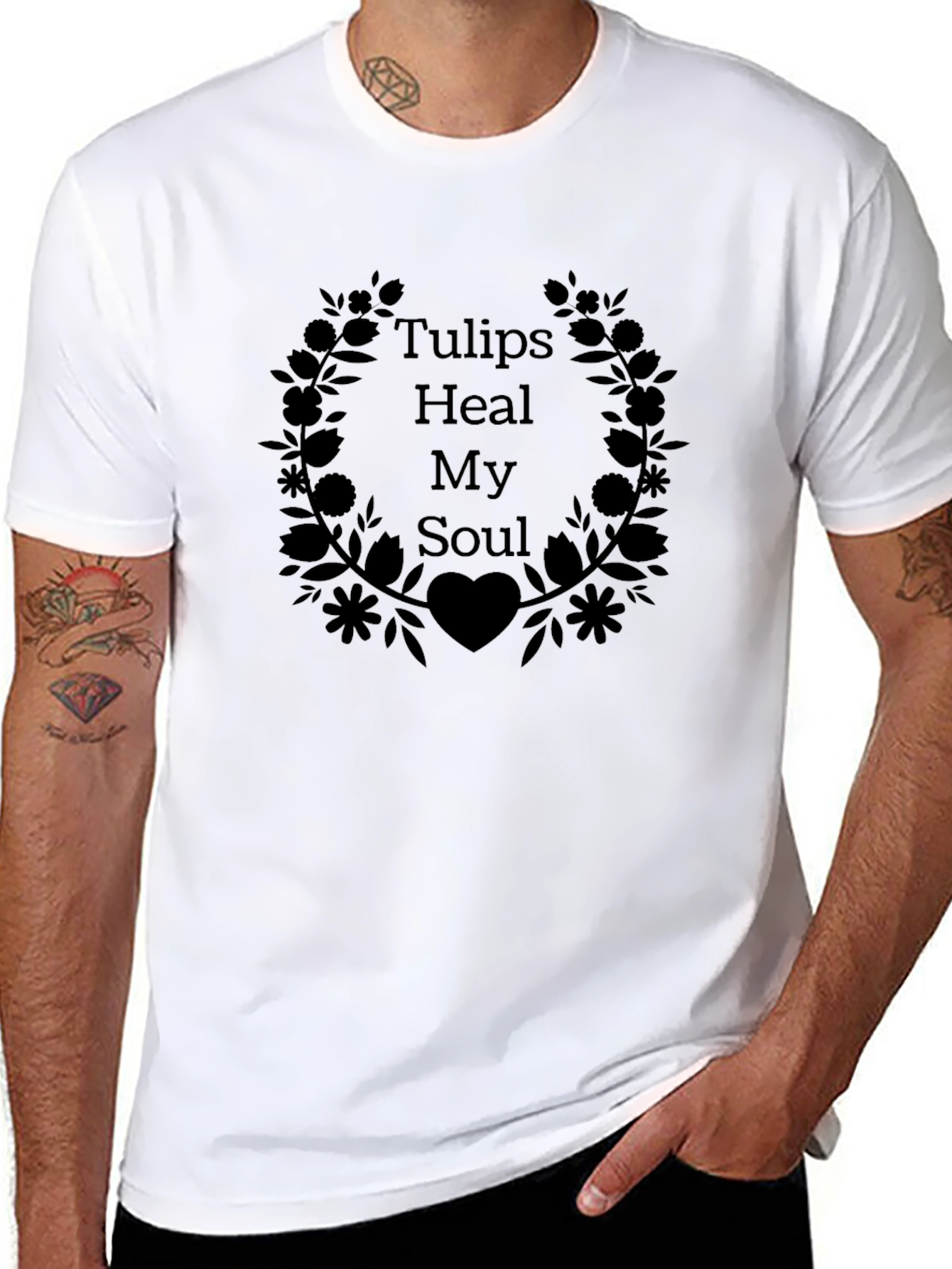Tulips Heal My Soul Black Graphic Tee