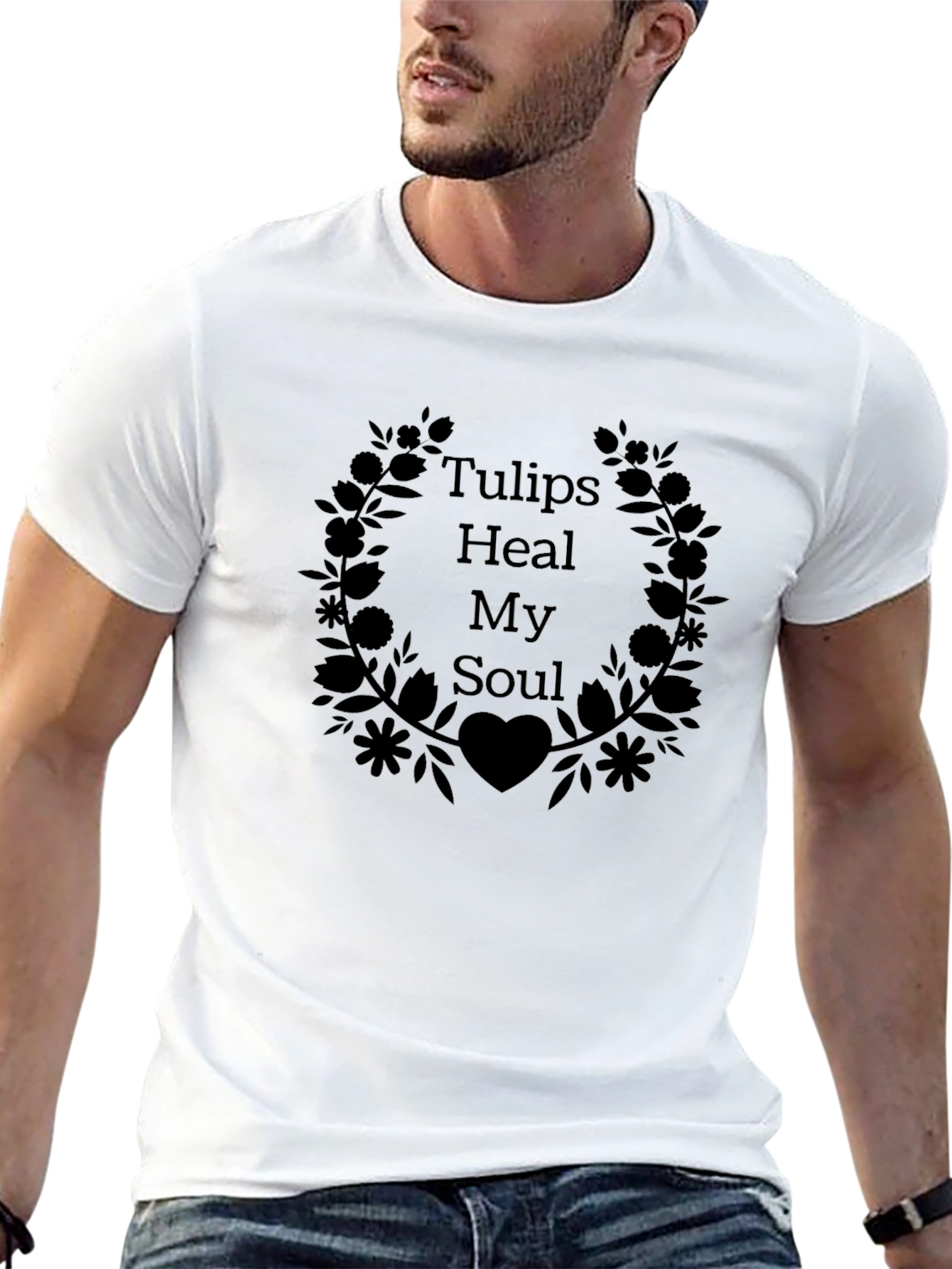 Tulips Heal My Soul Black Graphic Tee