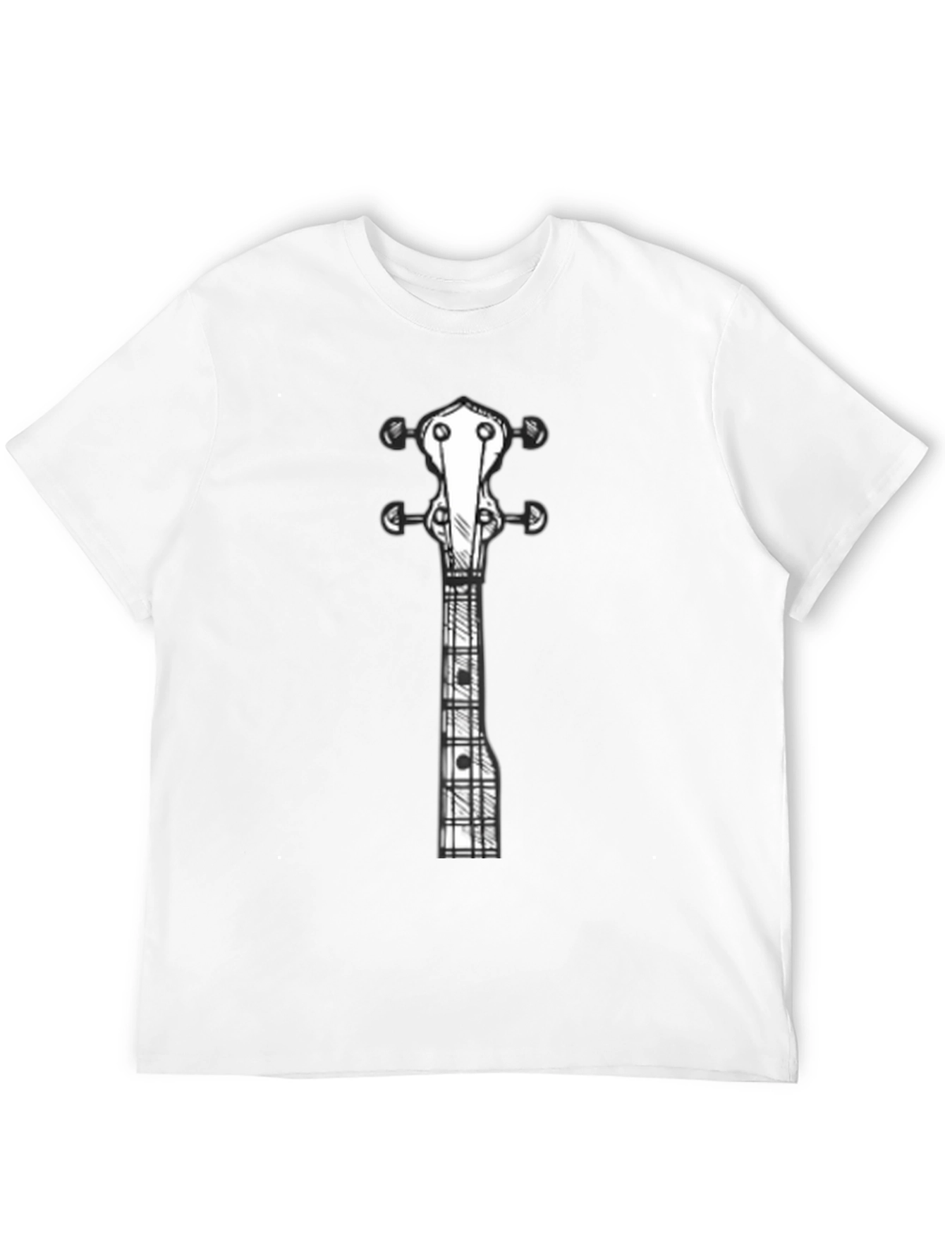 Guitar Sketch Graphic Tee - Black Cotton Shirt