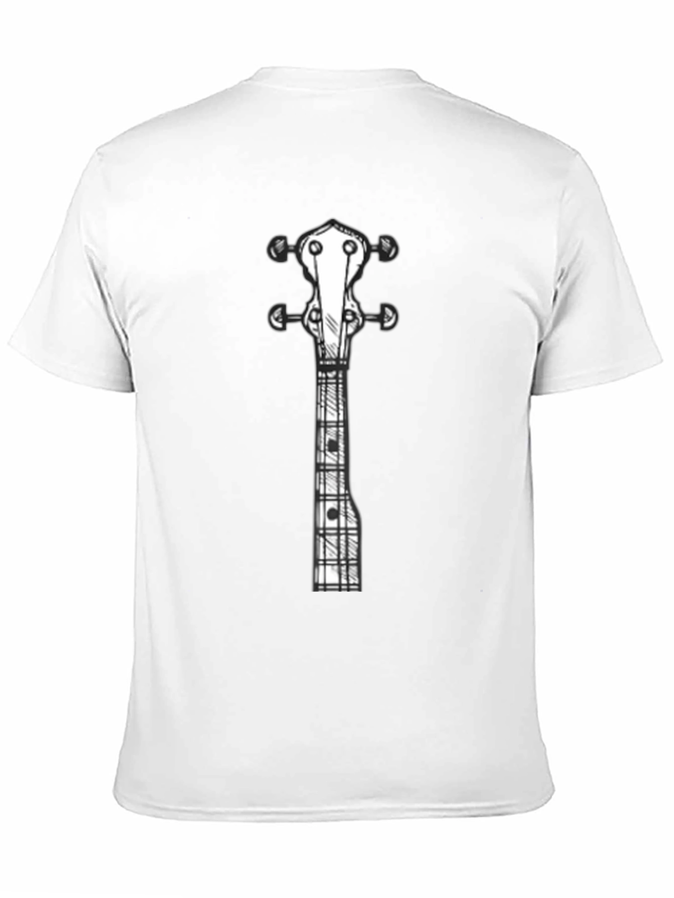 Guitar Sketch Graphic Tee - Black Cotton Shirt
