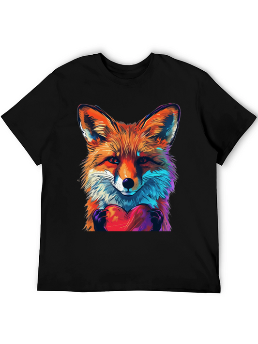 Fox with Heart Graphic T-Shirt - Unisex Soft Cotton Tee