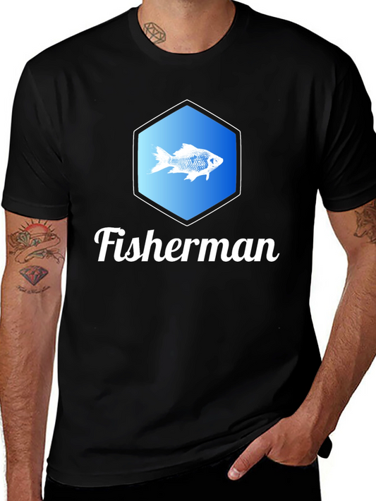 Fisherman T-Shirt with Fish Graphic