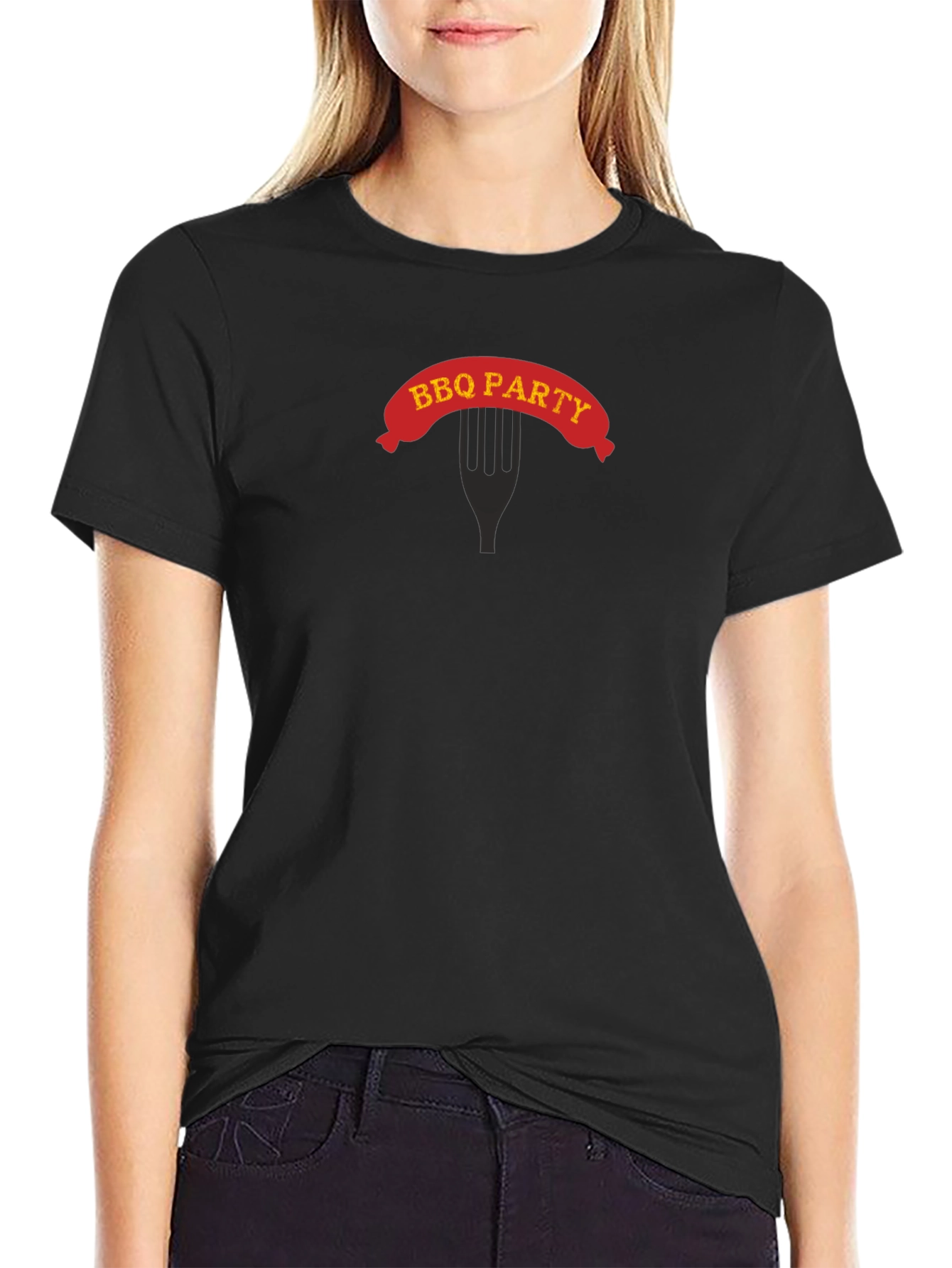 BBQ Party Graphic Tee - Black Casual T-Shirt
