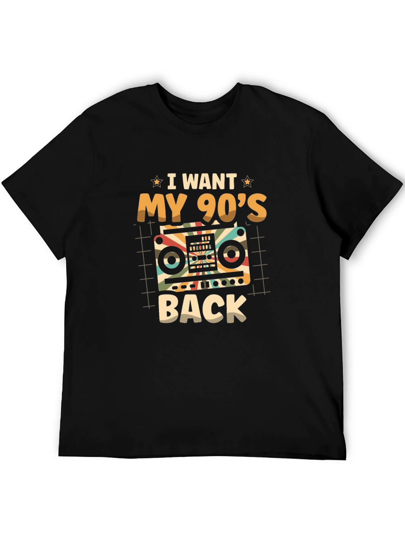 Retro 90s Boombox Black T-Shirt