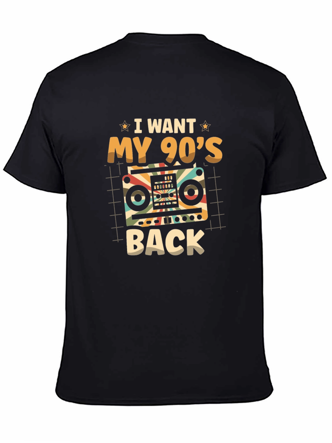 Retro 90s Boombox Black T-Shirt