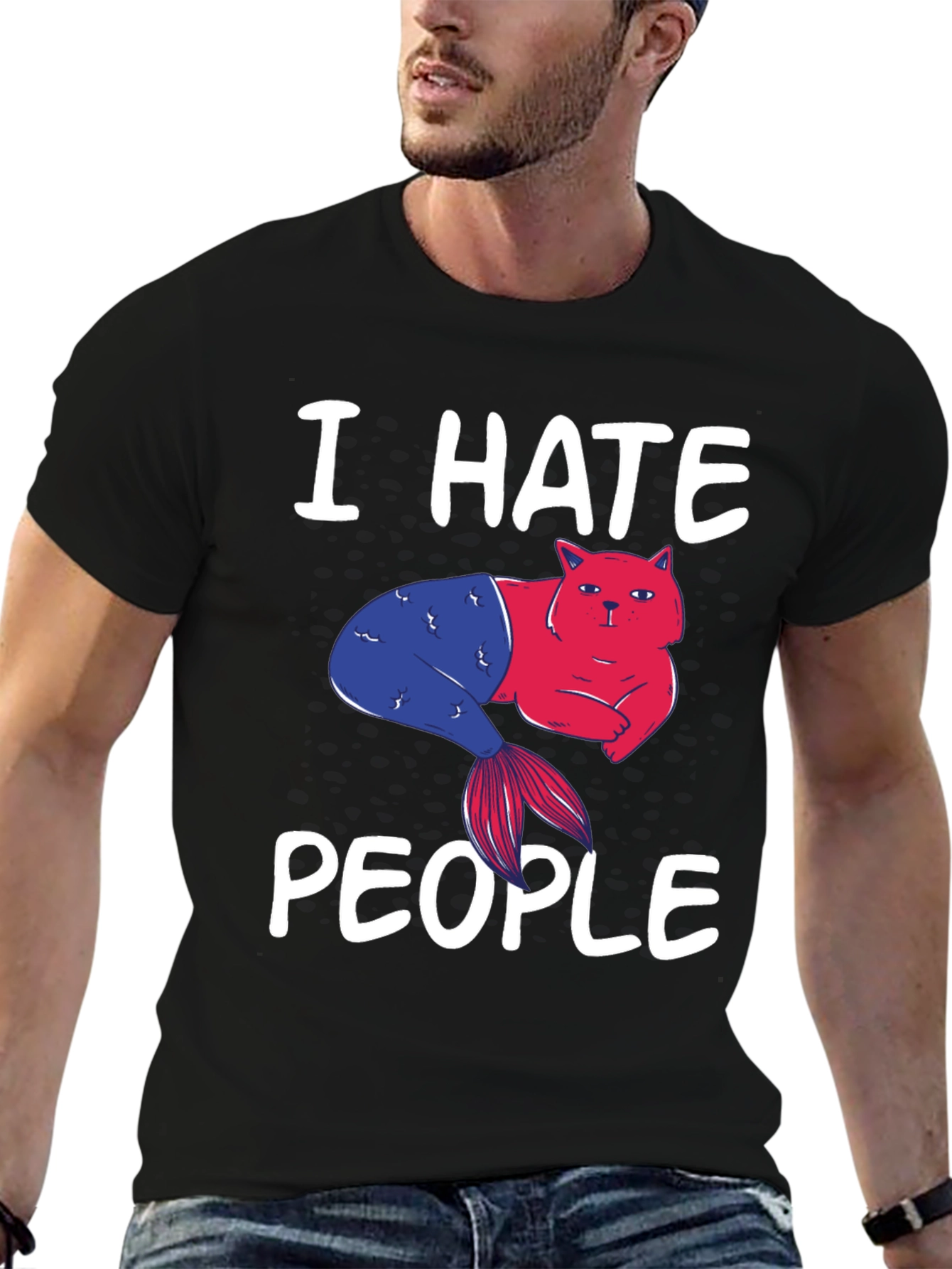 I Hate People Cat Mermaid Graphic Tee