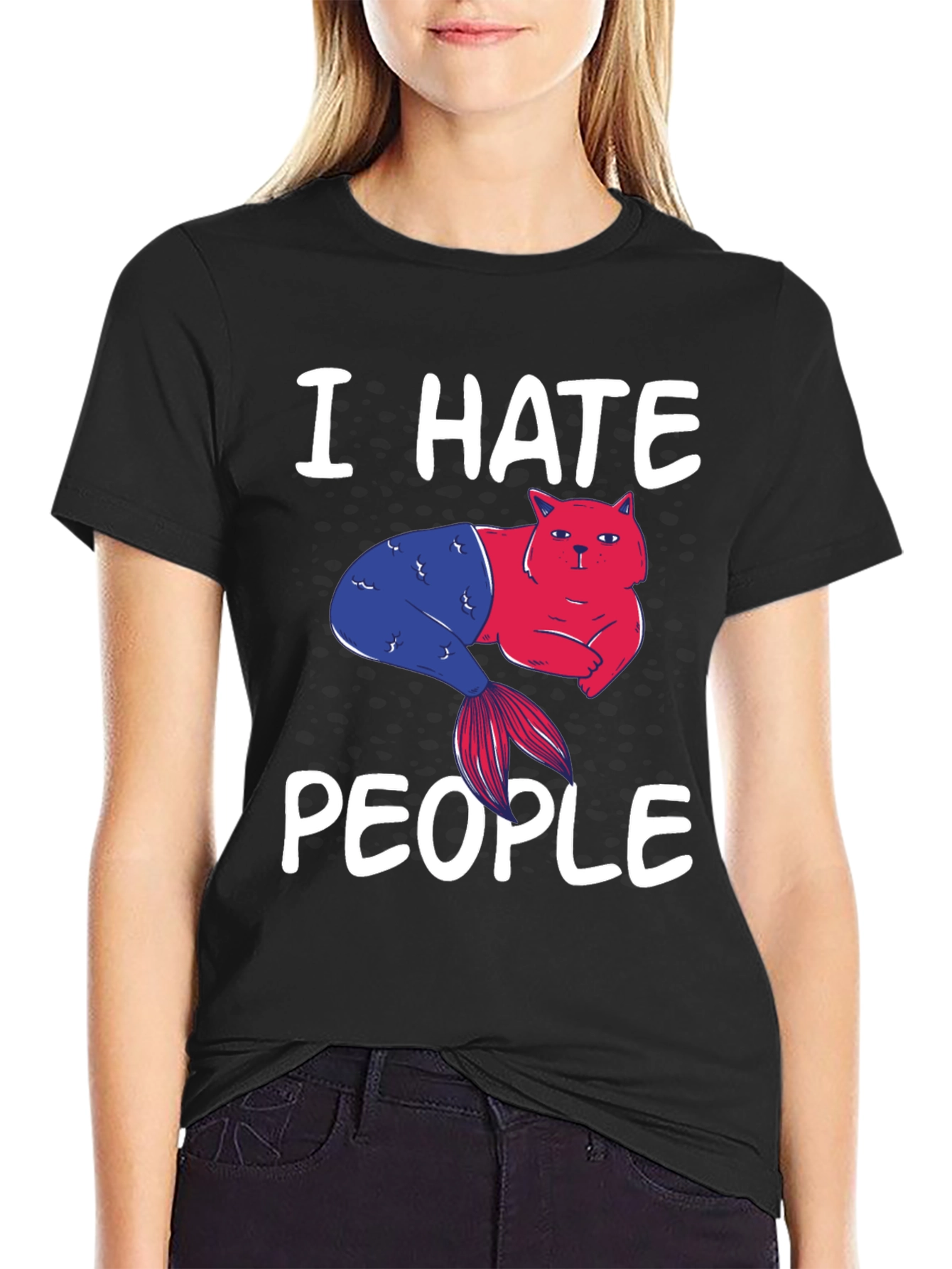 I Hate People Cat Mermaid Graphic Tee