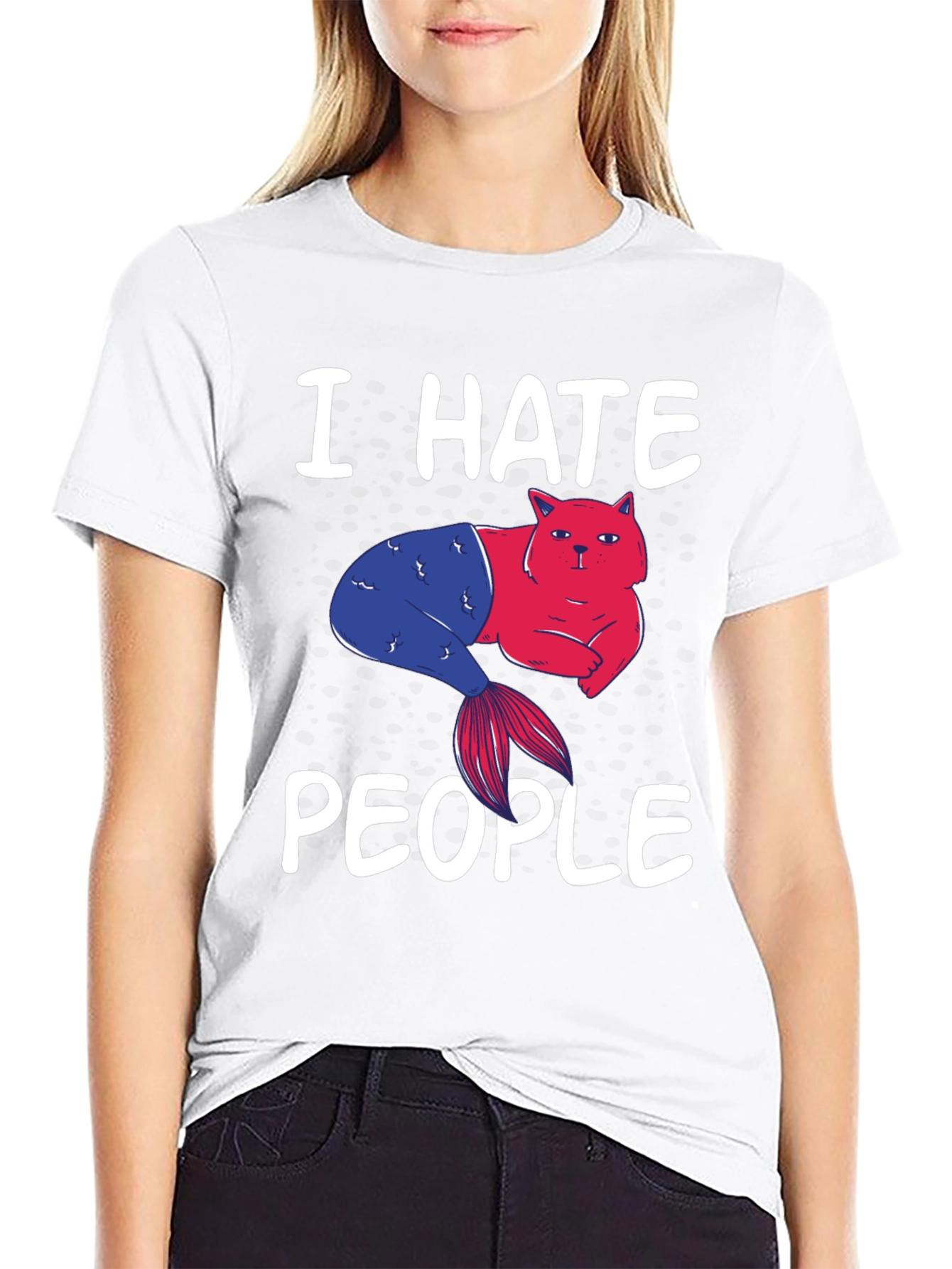 I Hate People Cat Mermaid Graphic Tee