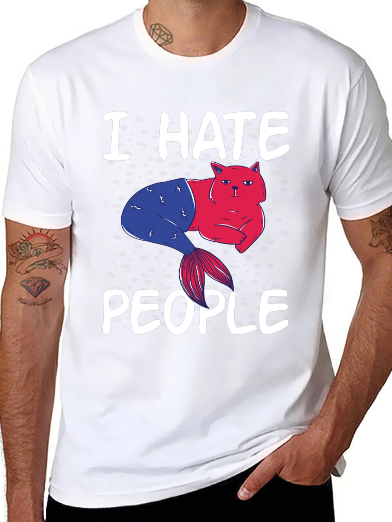 I Hate People Cat Mermaid Graphic Tee