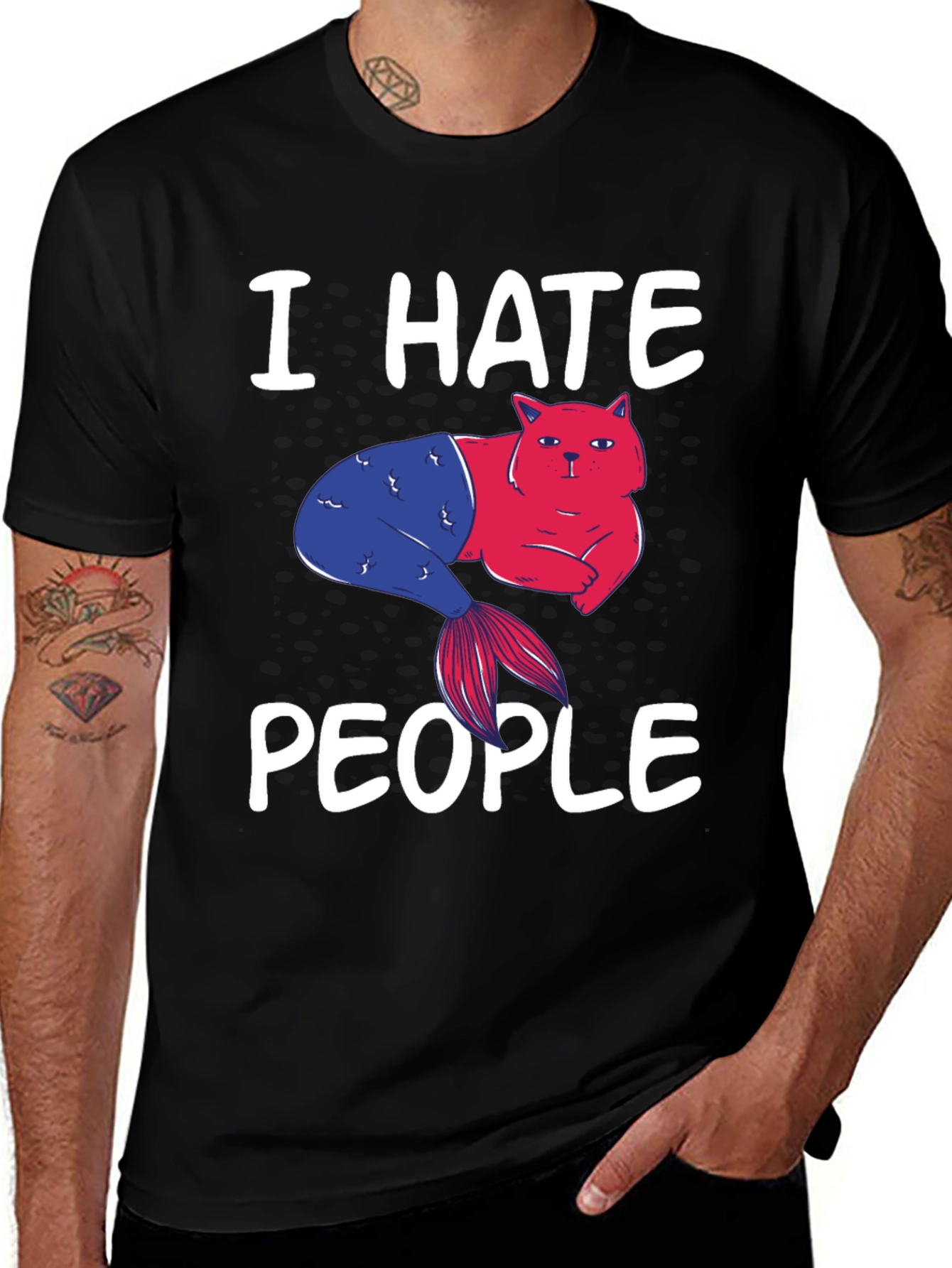 I Hate People Cat Mermaid Graphic Tee