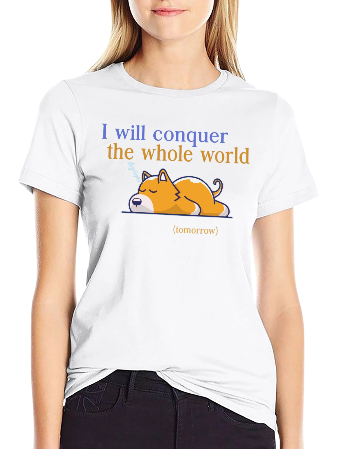 Conquer the World Dog Graphic T-Shirt