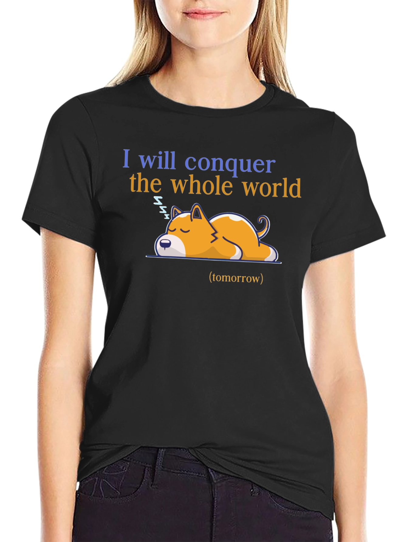 Conquer the World Dog Graphic T-Shirt