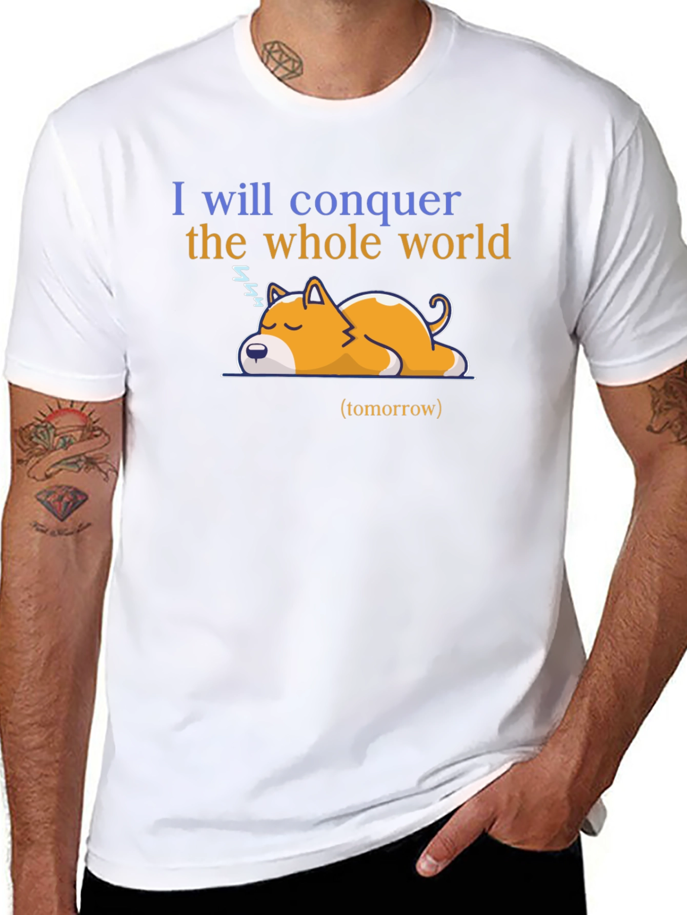 Conquer the World Dog Graphic T-Shirt