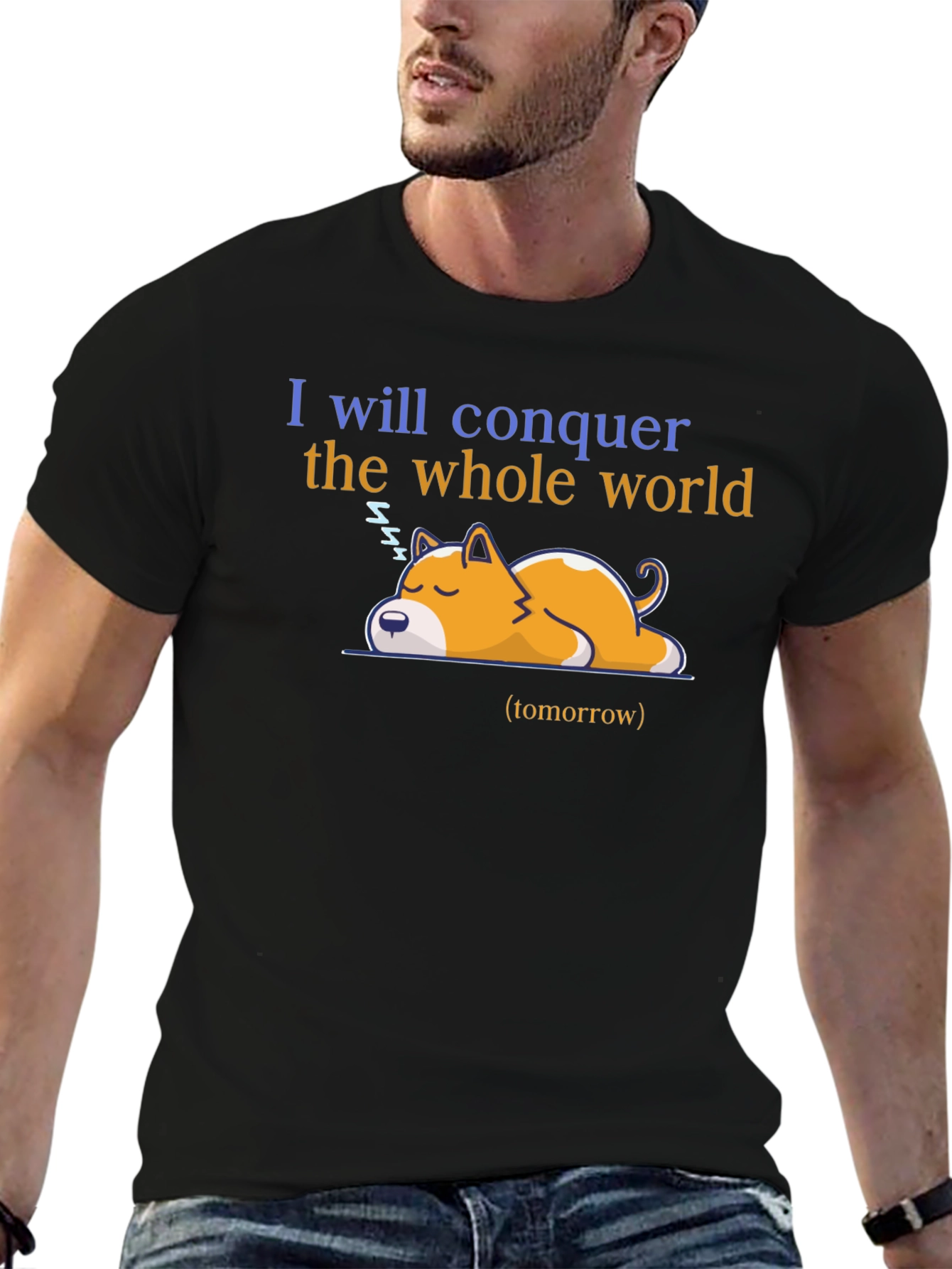 Conquer the World Dog Graphic T-Shirt
