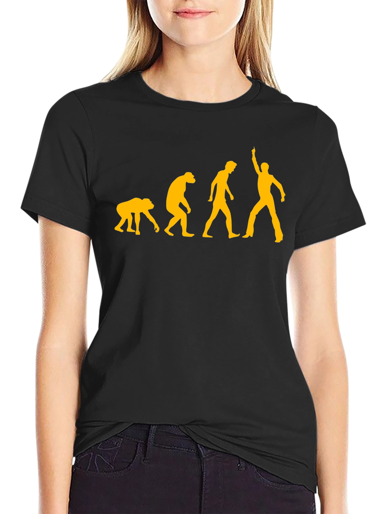 Evolution of Man Graphic Tee - Black Cotton T-Shirt