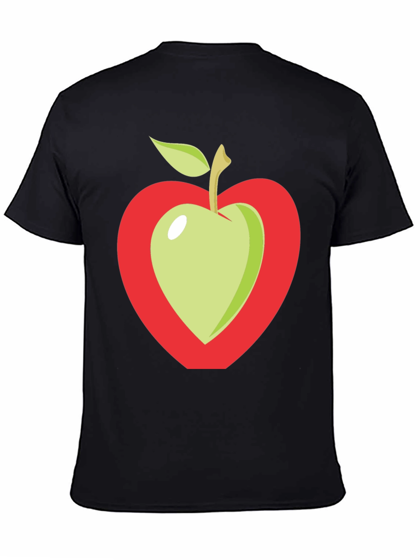 Apple Heart Graphic Tee - Casual Black T-Shirt