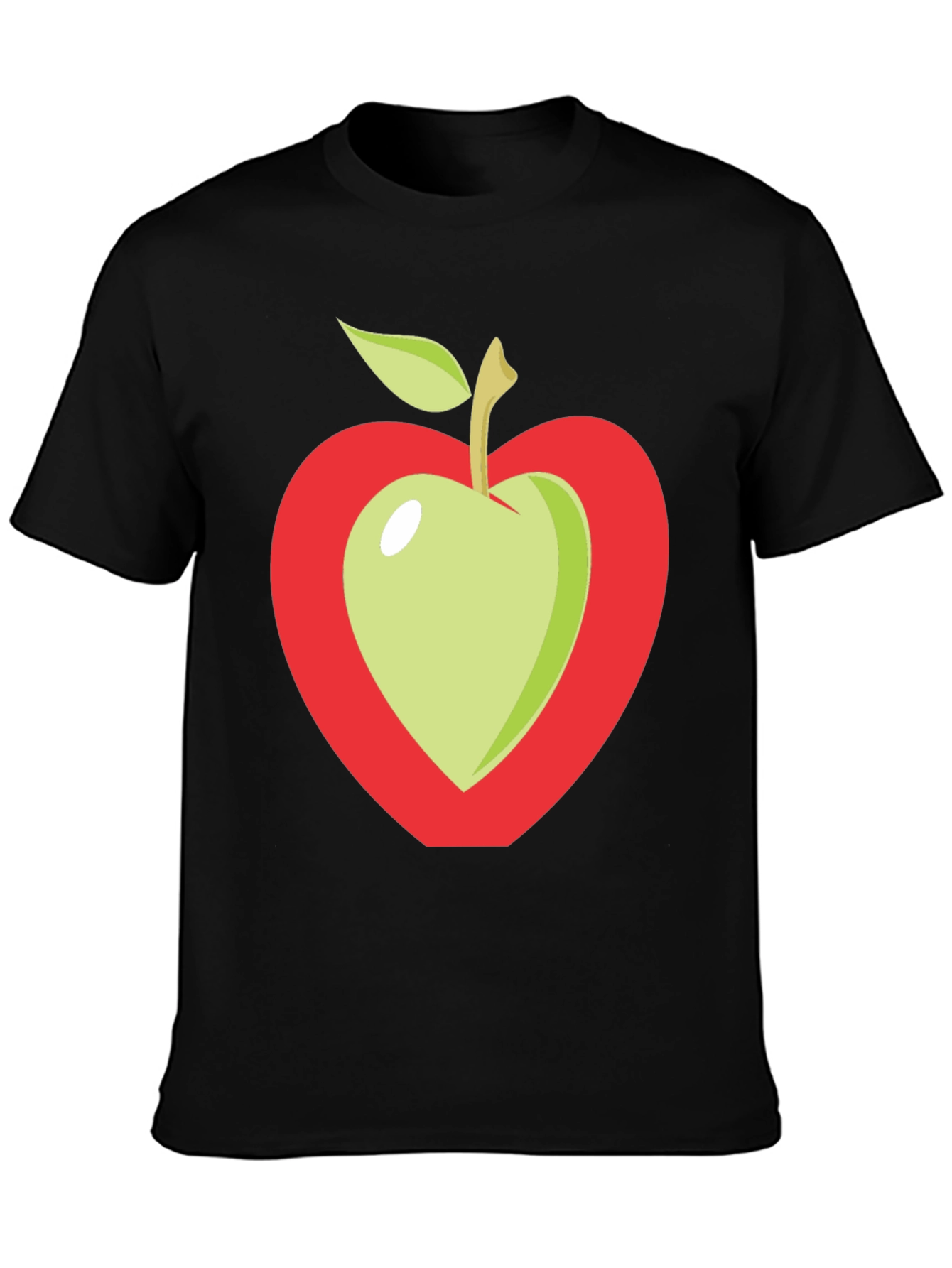 Apple Heart Graphic Tee - Casual Black T-Shirt