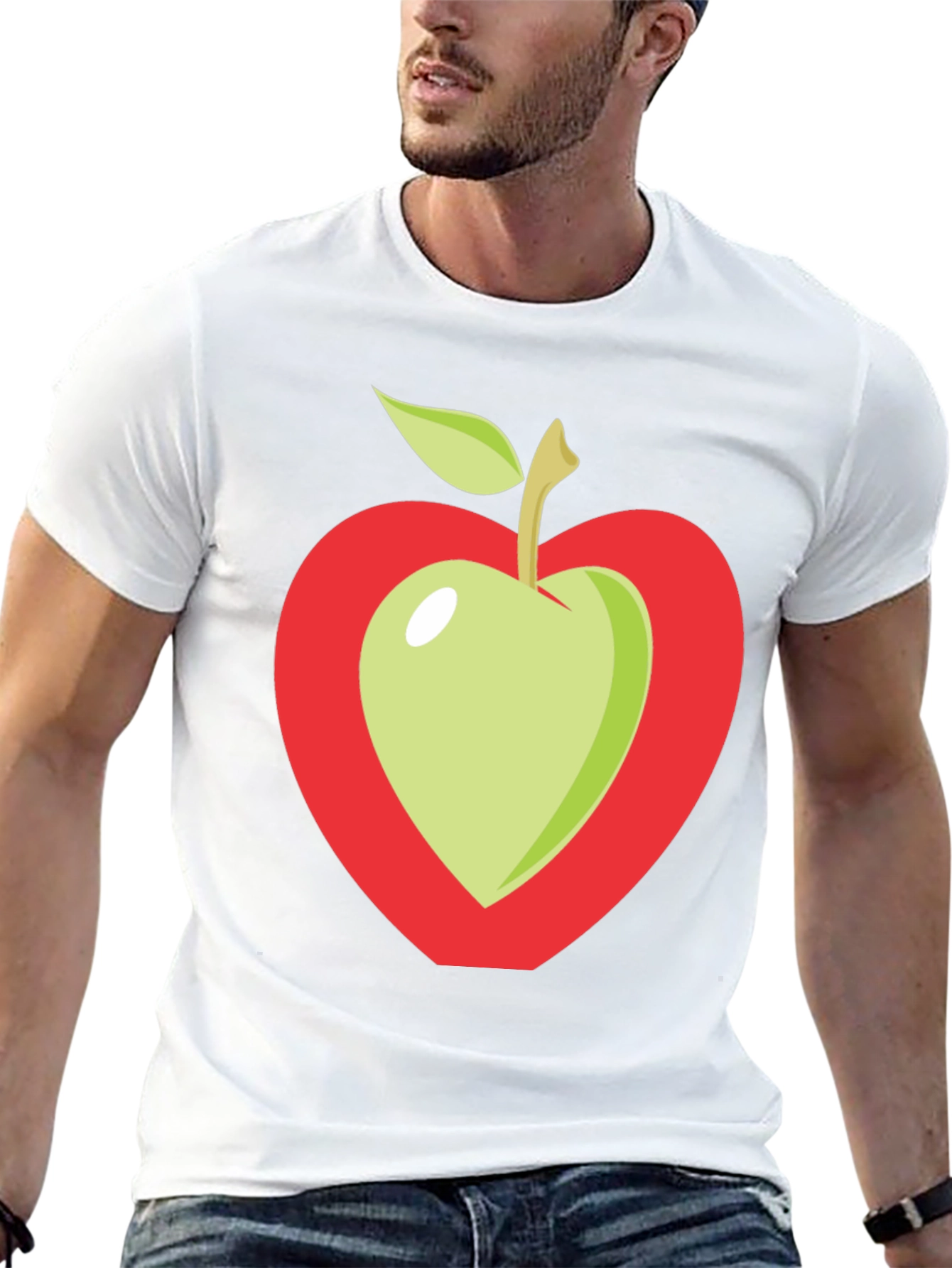 Apple Heart Graphic Tee - Casual Black T-Shirt