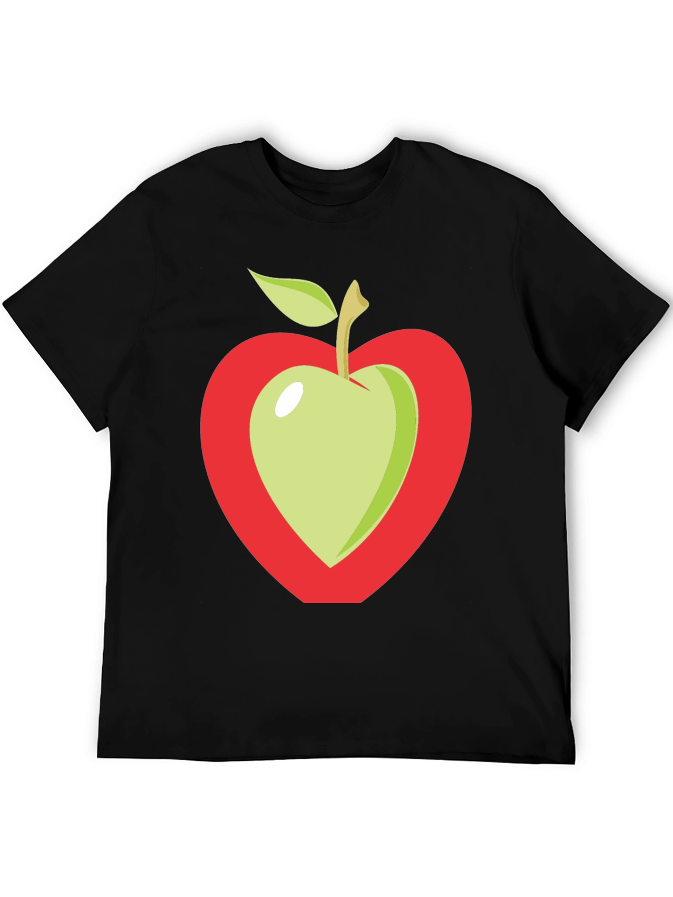 Apple Heart Graphic Tee - Casual Black T-Shirt