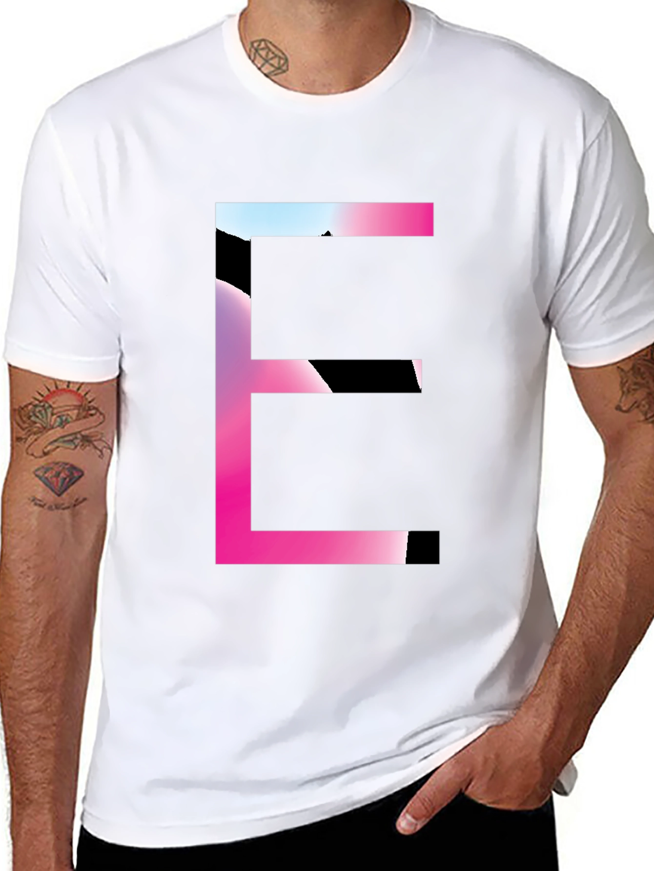 Gradient Letter E Graphic Tee - Modern Style