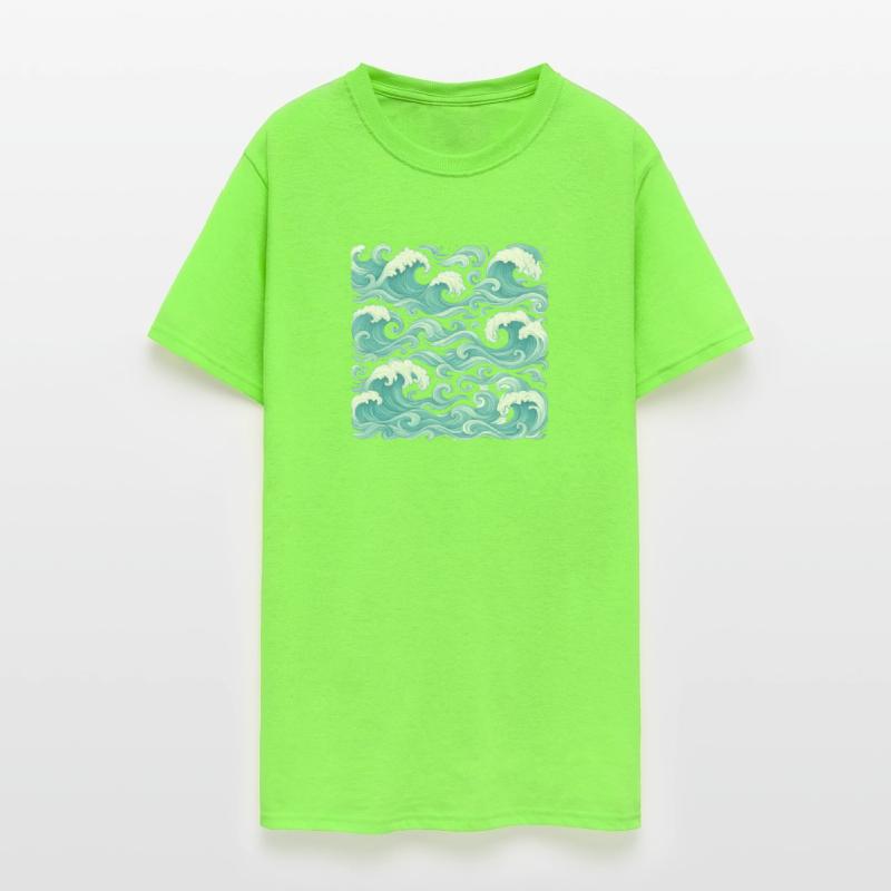 Lush Ocean Wave Pattern Japanese Wave Design Blue