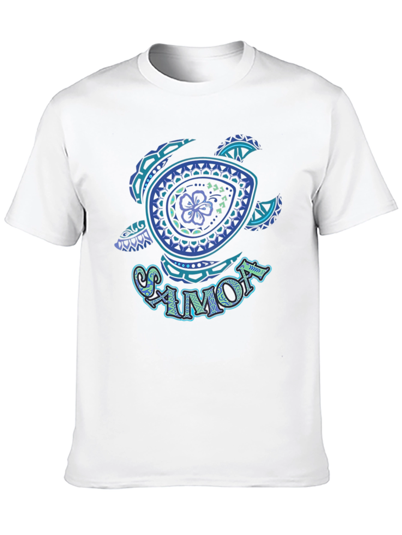 Samoa Turtle Hibiscus Flower Graphic T-Shirt