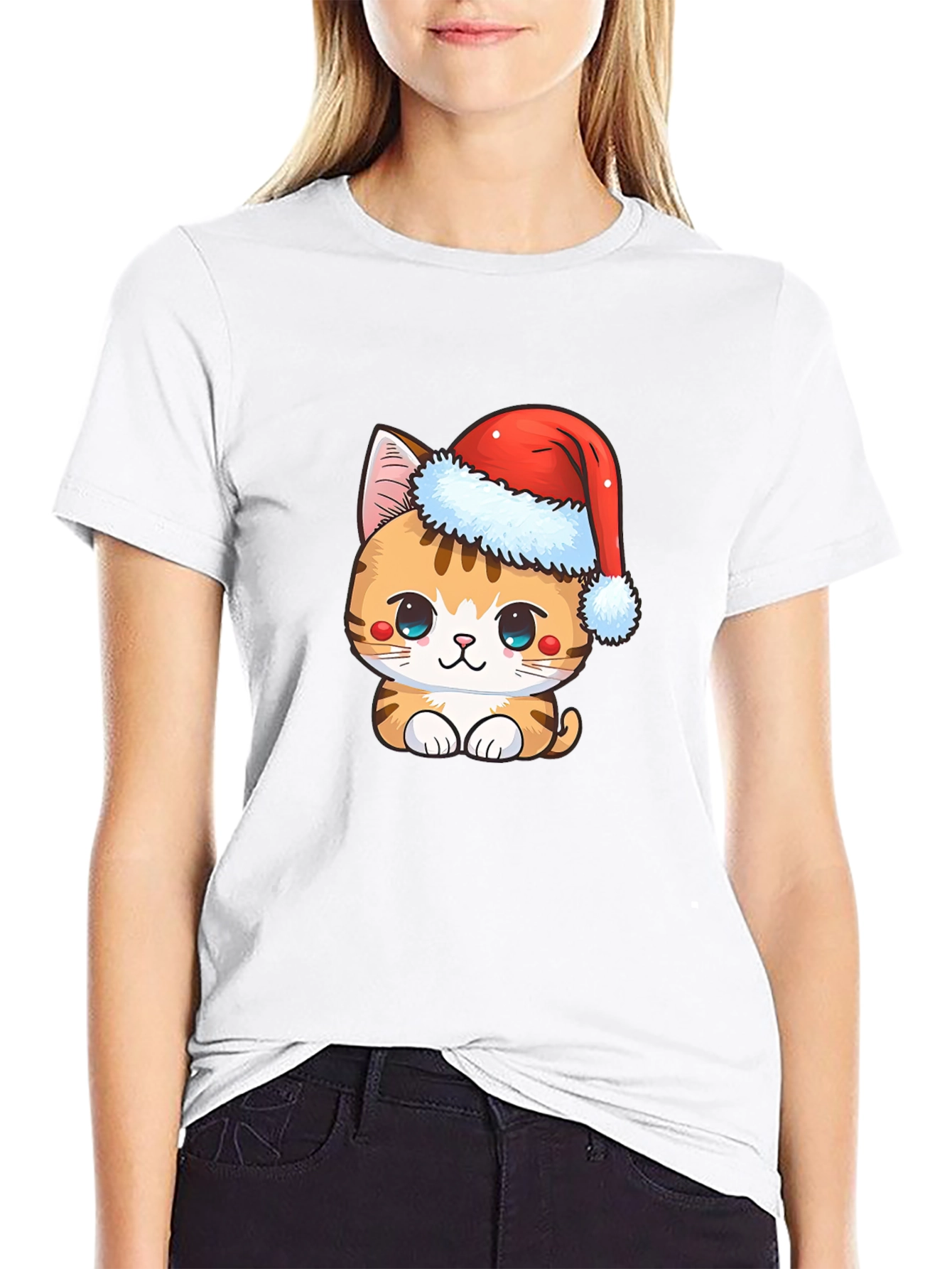 Cute Christmas Cat T-Shirt - Holiday Apparel