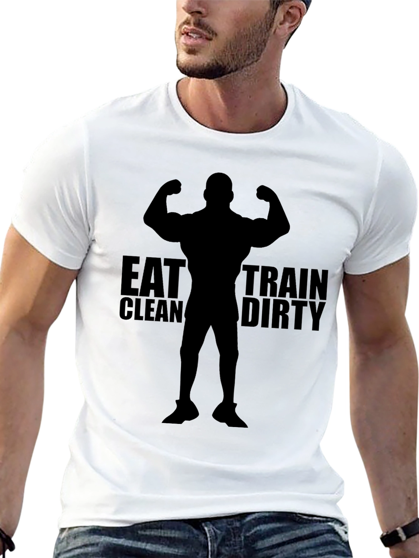 Eat Clean Train Dirty Black T-Shirt Gym Bodybuilding