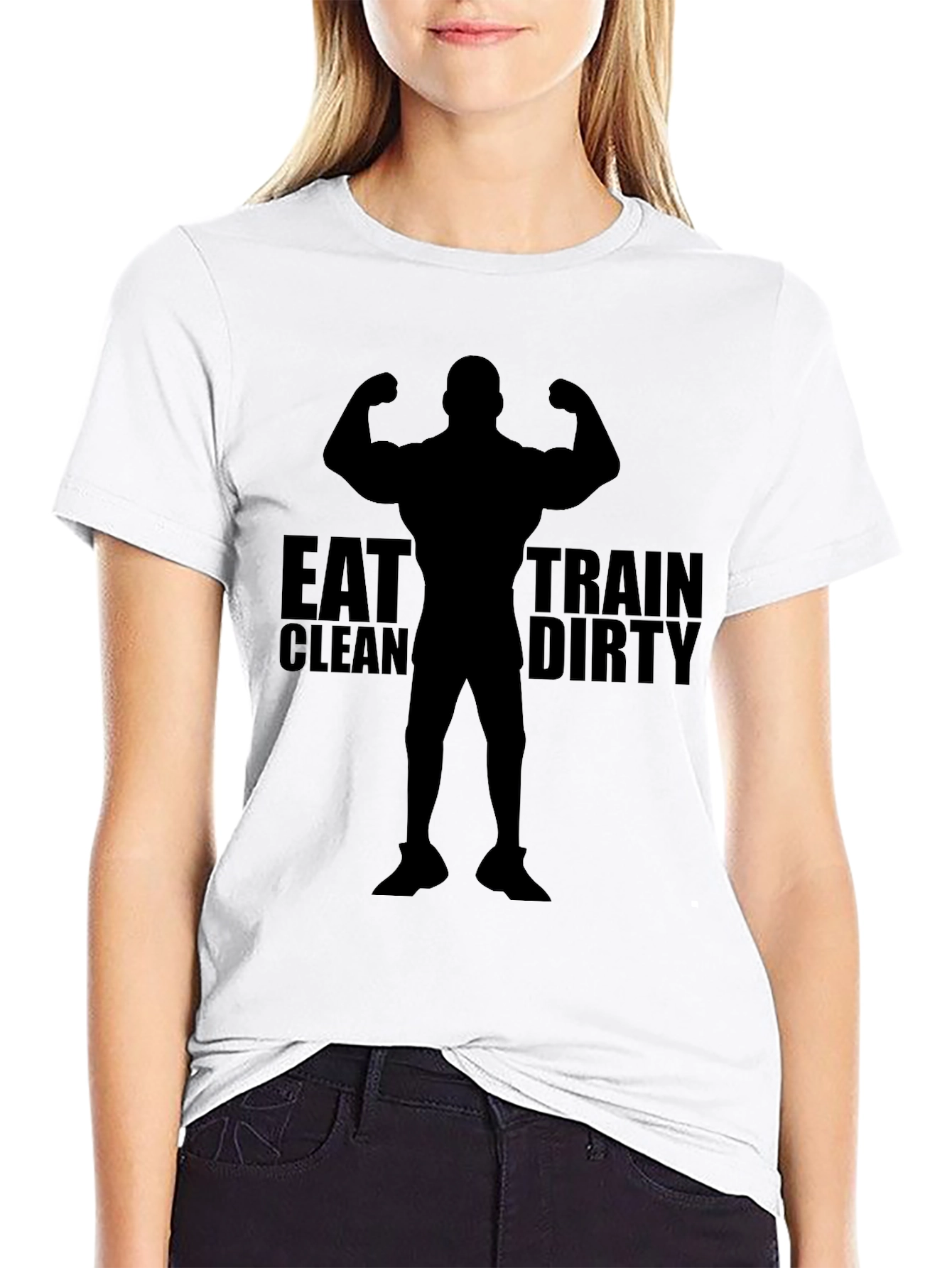 Eat Clean Train Dirty Black T-Shirt Gym Bodybuilding